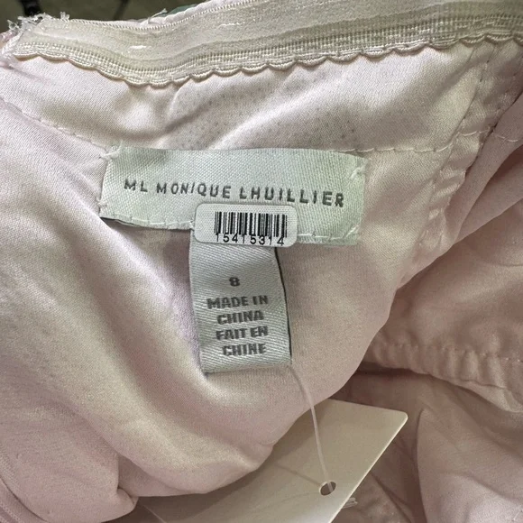 ML Monique Lhuillier Strapless Sweetheart Organaza Pink Pastel Floral Dress - Picture 5 of 6